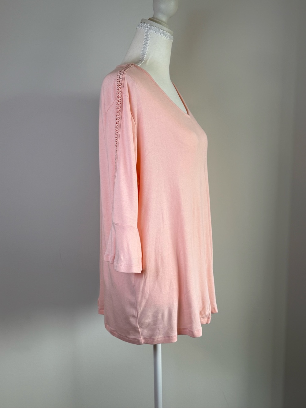 Laura Plus Pink Ruffle Sleeve V-Neck Top Size 2X - Picture 3 of 6